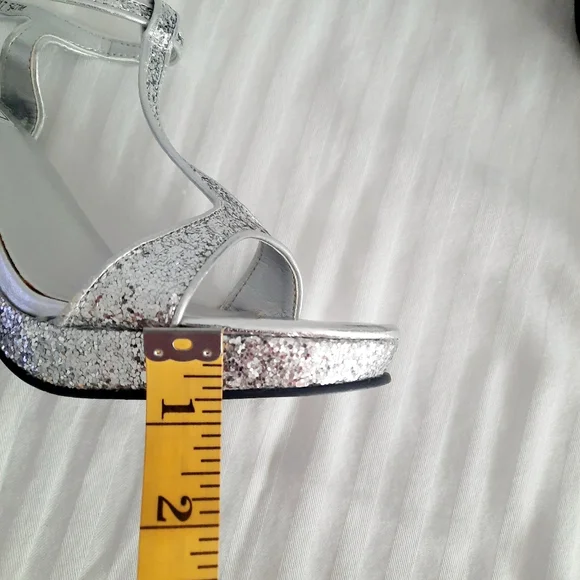 Sparkly Silver high heeled sandal shoes Size 9 - Picture 11 of 15